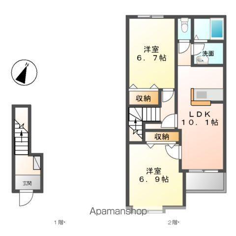 ラ・グラシーヌⅠ(2LDK/2階)の間取り写真