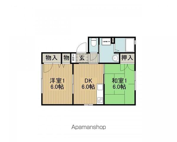 MAY ONE 25B棟(2DK/1階)の間取り写真