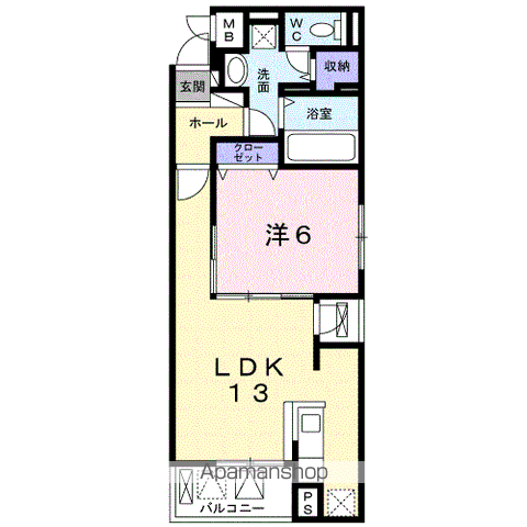 エレガントカーサⅢ(1LDK/4階)の間取り写真