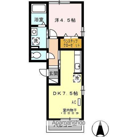 エレガンス靖国(1DK/2階)の間取り写真