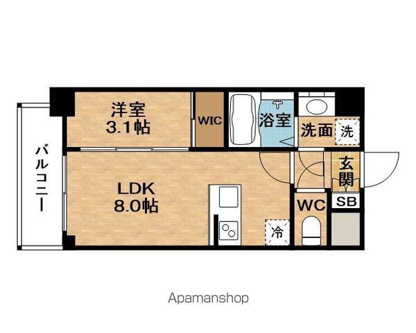 ESLEADRESIDENCETHEGRAND大阪福島CLASS(1LDK/13階)の間取り写真