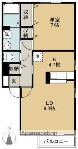 クレールアルプ(1LDK/2階)の間取り写真