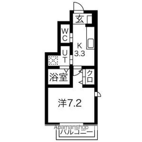 CHATEAUBRIAND長町(1K/1階)の間取り写真
