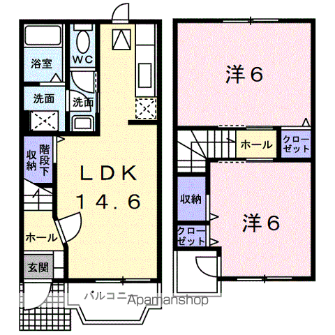 パミドーリⅡ(2LDK/1階)の間取り写真