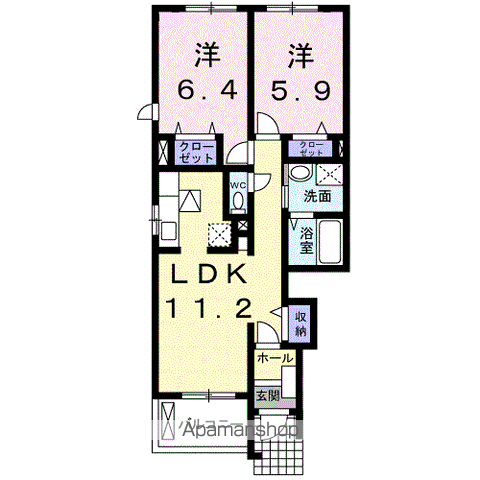 ドルチェ・M(2LDK/1階)の間取り写真