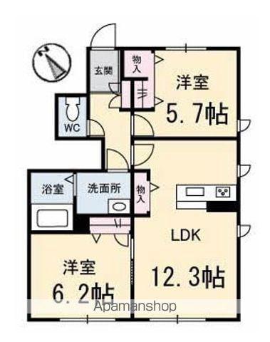 エスペランサ津之郷(2LDK/1階)の間取り写真