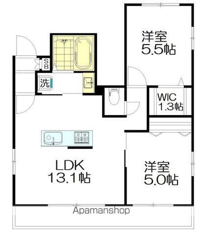 CHANT ROSE(2LDK/2階)の間取り写真