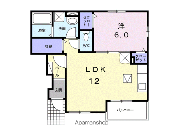 ラ・ポルト SⅡ(1LDK/1階)の間取り写真
