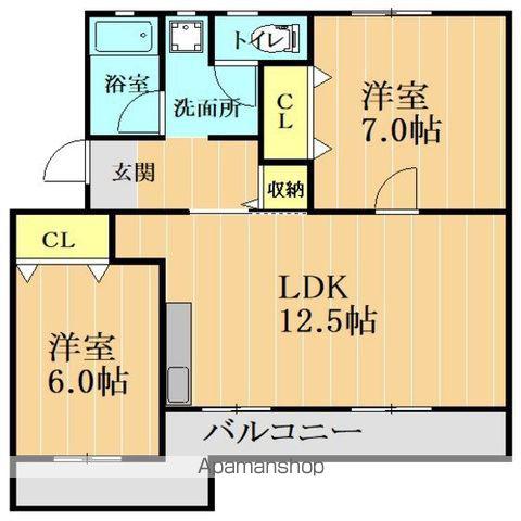 西富ビル(2LDK/3階)の間取り写真