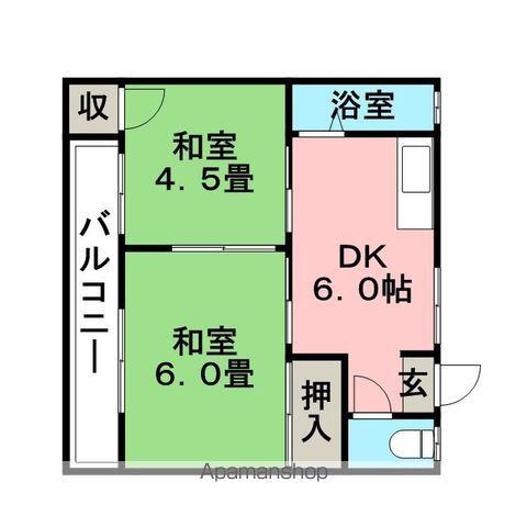 善導寺アパート(2DK/2階)の間取り写真