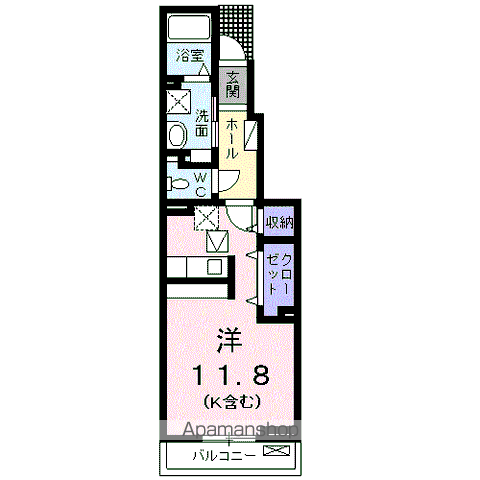サンビレッジE(ワンルーム/1階)の間取り写真