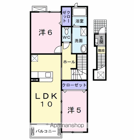 CALME MAISON K(2LDK/2階)の間取り写真