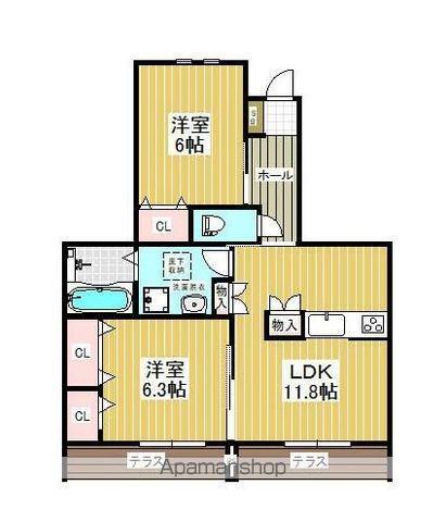 APTエクセル(2LDK/1階)の間取り写真