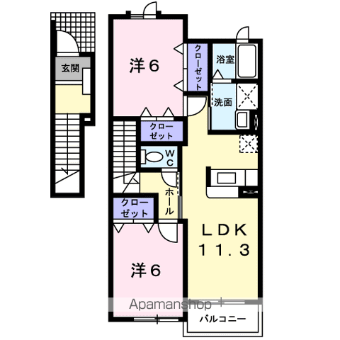 プレッソメゾンⅡ(2LDK/2階)の間取り写真