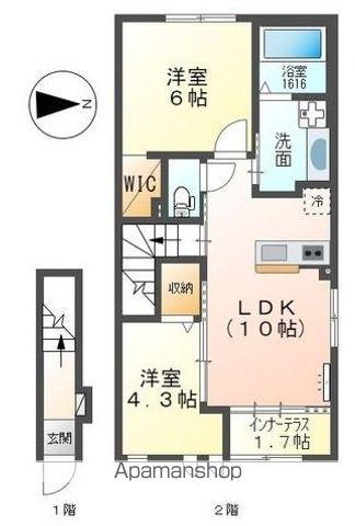 シャインテラス(2LDK/2階)の間取り写真