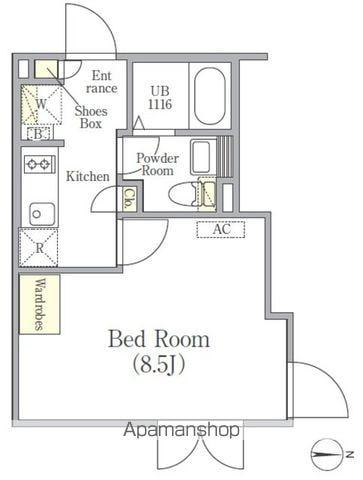 LAPIS南麻布(1K/3階)の間取り写真
