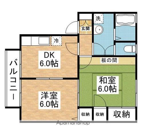 セーブルハウスB棟(2DK/1階)の間取り写真