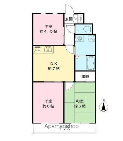 ウエストエンドA(3DK/2階)の間取り写真