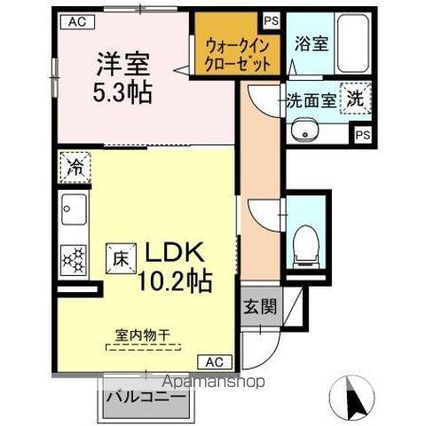 ラピルデ小原田(1LDK/1階)の間取り写真