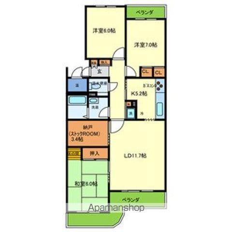 フェリーチェ深江橋1号館(3SLDK/3階)の間取り写真