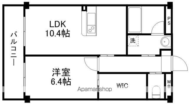 エトワール中央インター(1LDK/4階)の間取り写真