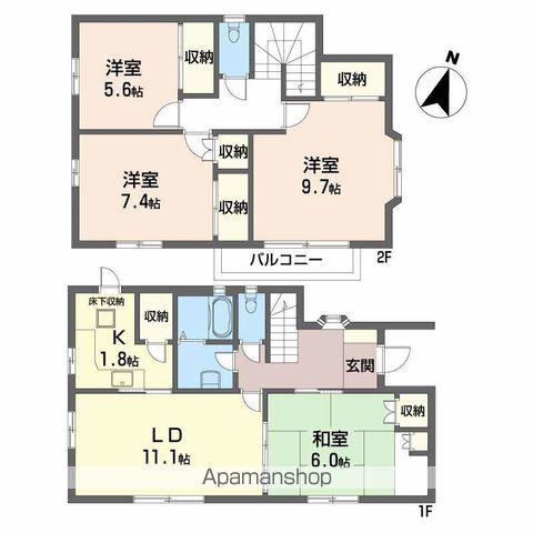 広島県広島市佐伯区 2階建 築37年(4LDK)の間取り写真