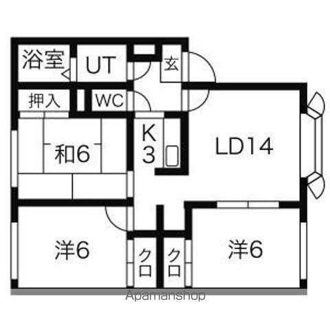 グレースパ-ク厚別北D(3LDK/1階)の間取り写真