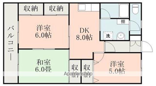 WING COURT B(3DK/4階)の間取り写真