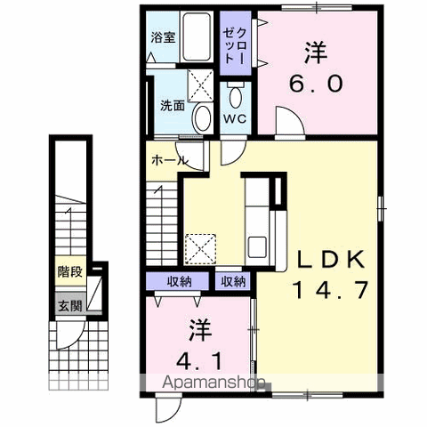 プリーマクレスタ(2LDK/2階)の間取り写真