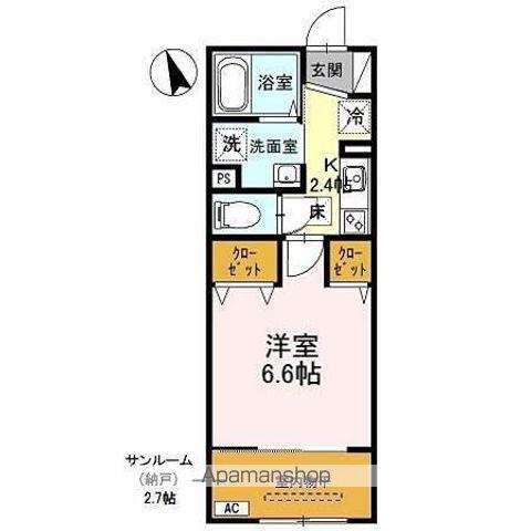 キャッスル(1K/1階)の間取り写真