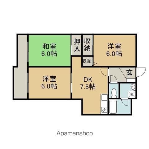 ディアコート6番館(3DK/1階)の間取り写真