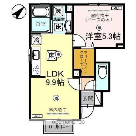 ヴィアーレⅡ(1LDK/1階)の間取り写真
