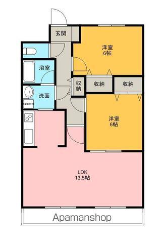 ヒルサイド露越(2LDK/5階)の間取り写真