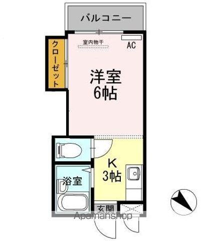 パシフィック白木原(1K/4階)の間取り写真