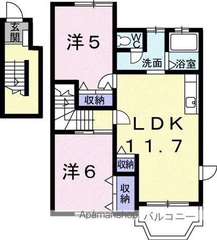パインヒル石井 A(2LDK/2階)の間取り写真