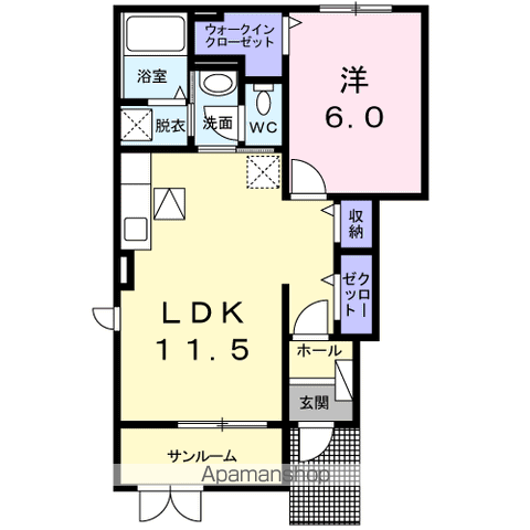 アスリープ Ⅰ(1LDK/1階)の間取り写真