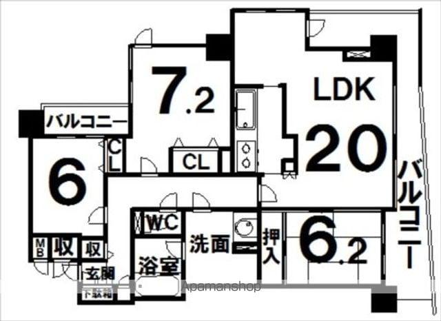 ユニーズ帯広レジデンス(3LDK/4階)の間取り写真