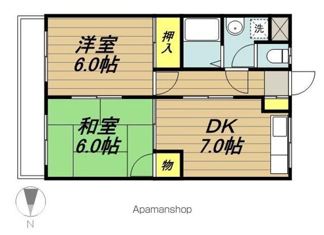 クリスティーガーデン(2DK/2階)の間取り写真