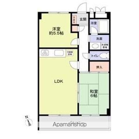 ユングフラウ(2DK/3階)の間取り写真