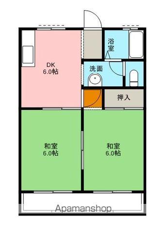 ハイツトリイB棟(2DK/1階)の間取り写真