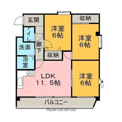 リベルタ東海(3LDK/2階)の間取り写真