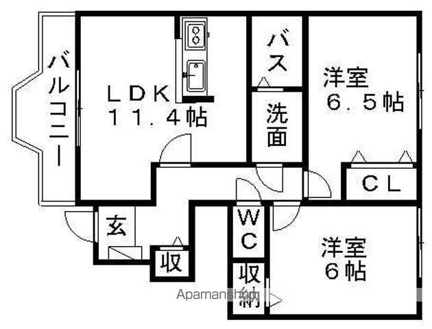 サンクス ア ロット(2LDK/1階)の間取り写真