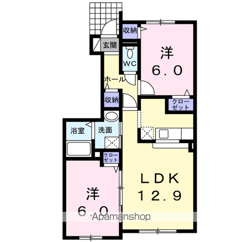 セレーノイルミオ(2LDK/1階)の間取り写真