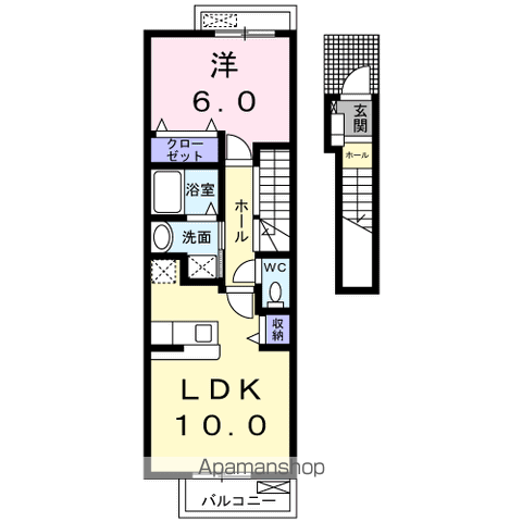 サンセールD(1LDK/2階)の間取り写真