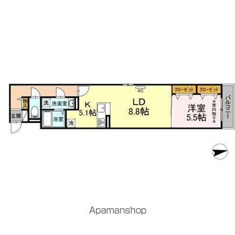DーROOMS三百人町(1LDK/2階)の間取り写真