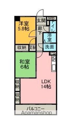ルーセント向イ山(2LDK/3階)の間取り写真