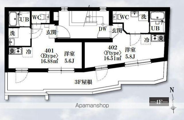 シャッツクヴェレ高円寺北(ワンルーム/4階)の間取り写真