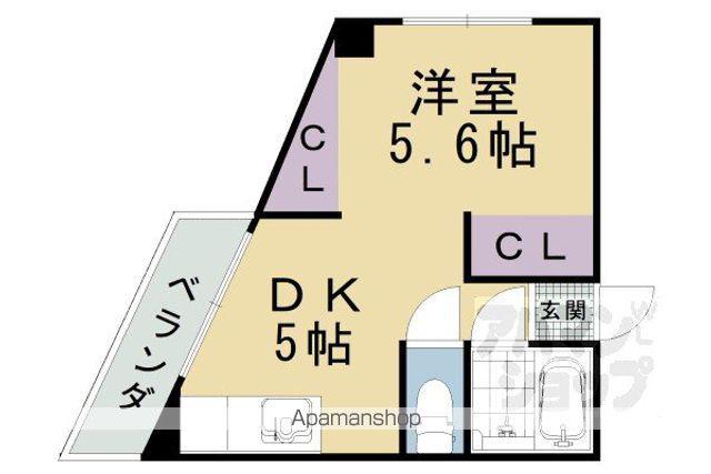 ハイツ東山(1DK/2階)の間取り写真