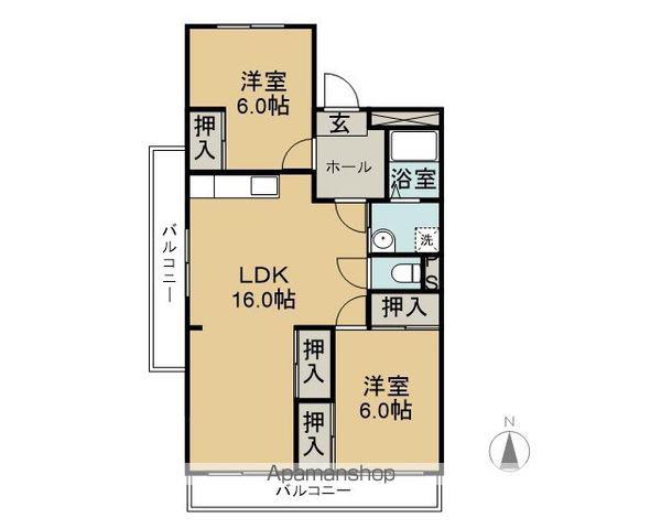 SUN HEIGHTS(2LDK/3階)の間取り写真