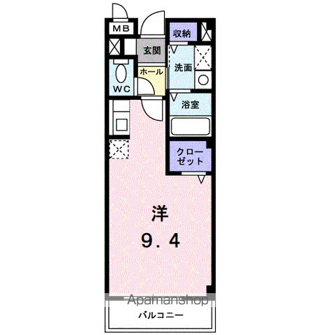 ホワイト・リバー(ワンルーム/2階)の間取り写真